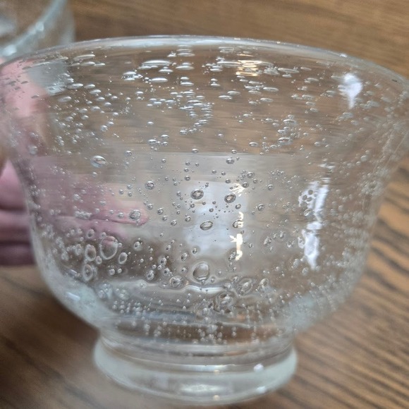 Clear Glass Bubble Bowls Set of 4 Heavy Dessert Bowls Footed Pedestal - Picture 5 of 7
